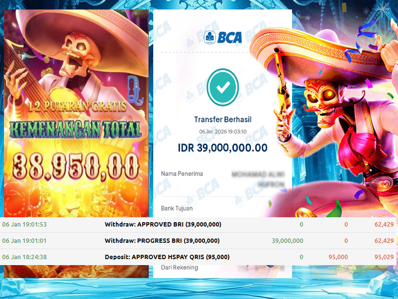 BUKTI JP BESAR MEMBER PASTIWIN777 – WILD BANDITO – PRAGMATIC PLAY