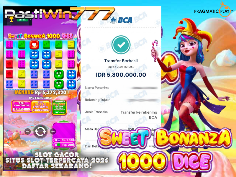 BUKTI JP BESAR MEMBER PASTIWIN777 – SWEET BONANZA 1000 DICE – PRAGMATIC PLAY