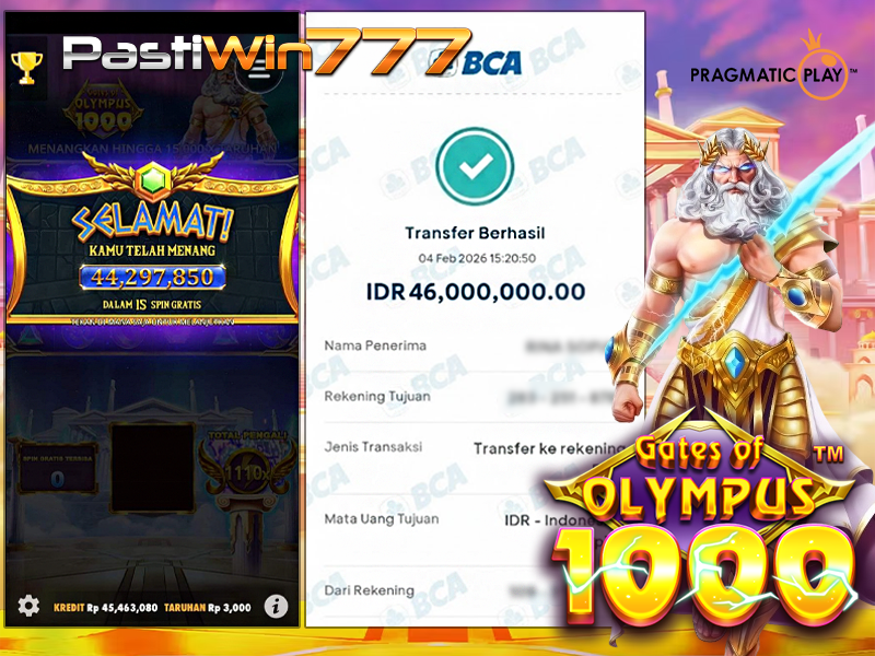 BUKTI JP BESAR MEMBER PASTIWIN777 – GATES OF OLYMPUS 1000 ™– PRAGMATIC PLAY