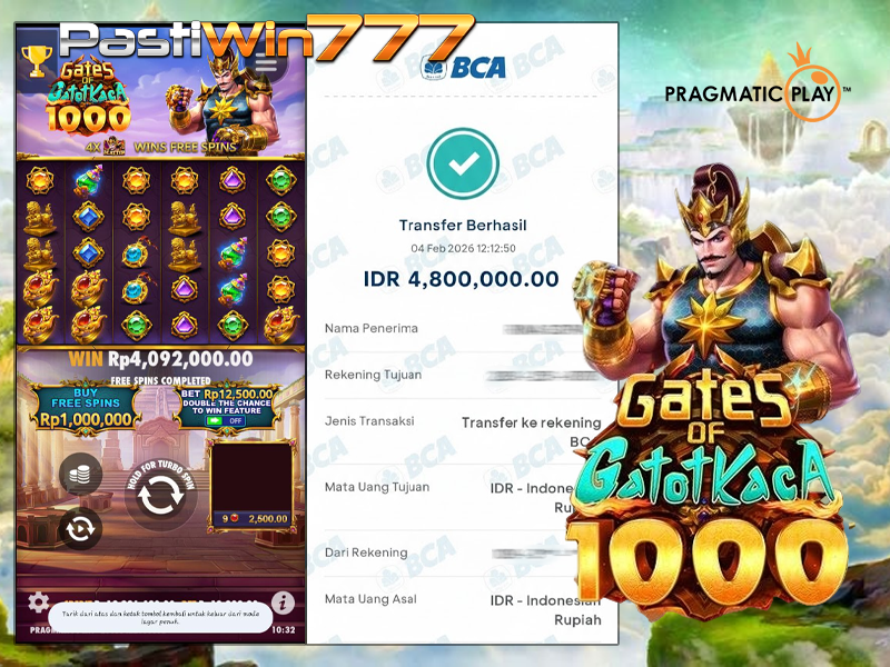BUKTI JP BESAR MEMBER PASTIWIN777 – GATES OF GATOT KACA 1000 – PRAGMATIC PLAY