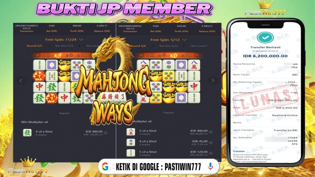 BUKTI JP BESAR MEMBER PASTIWIN777 – MAHJONG WAYS – PGSOFT